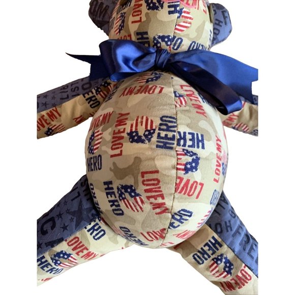 Love My Hero Veterans Plush Teddy Bear 18” Handmade By A VITAS Volunteer - Picture 3 of 8